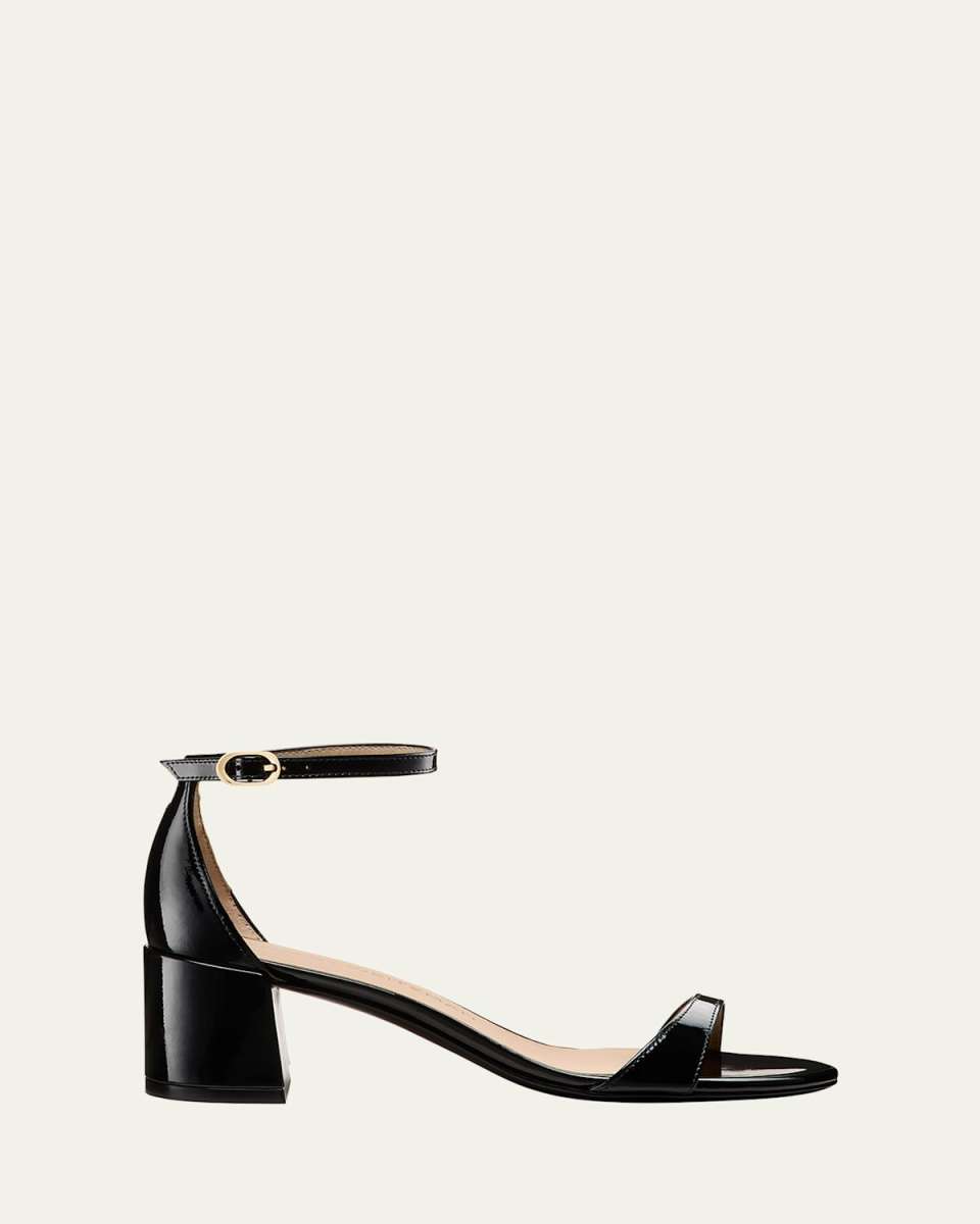 Nudist Patent Ankle-Wrap Low Sandals